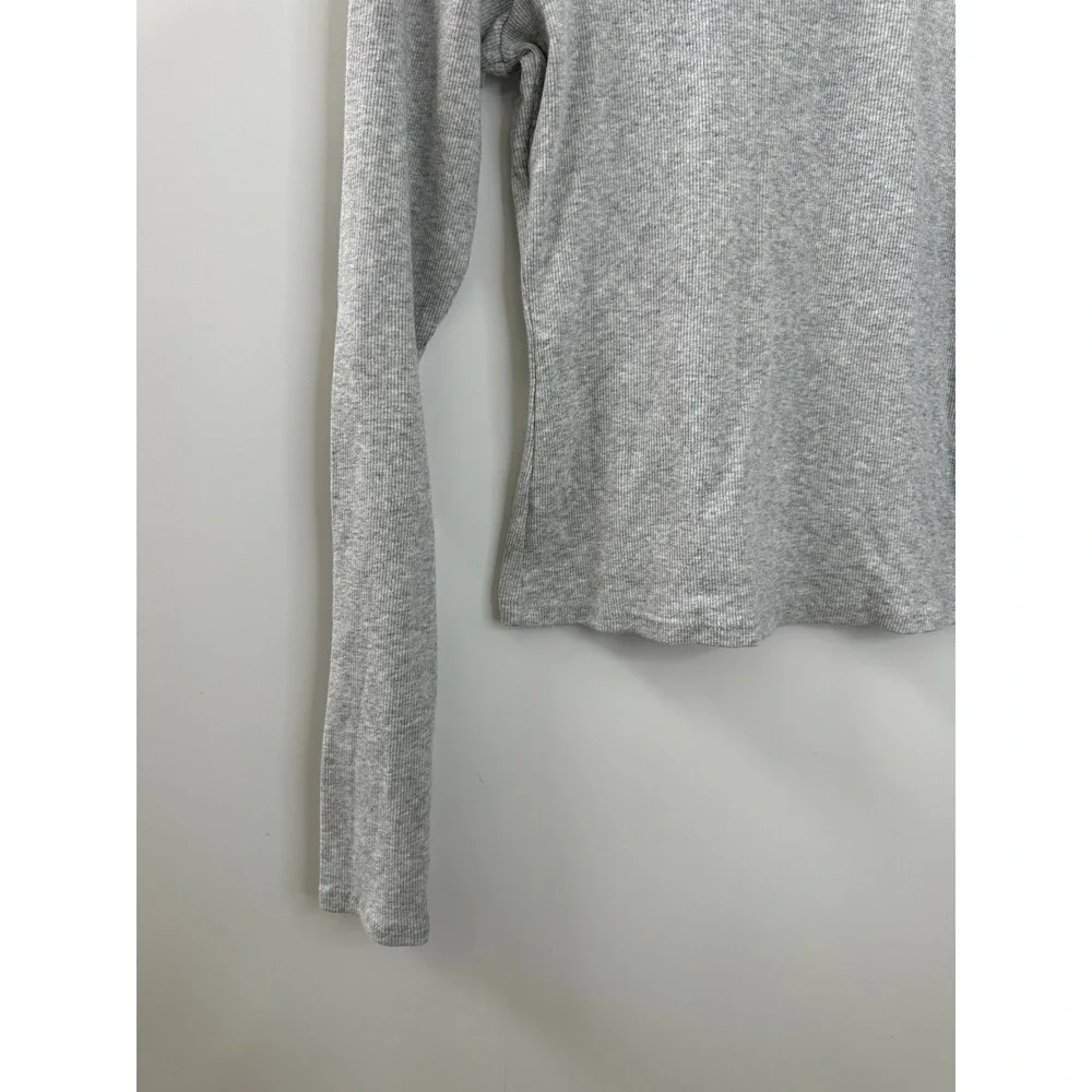 SKIMS Ribbed Cotton Blend Crew Neck Long Sleeve Large Top Light Heather Gray - Picture 5 of 12